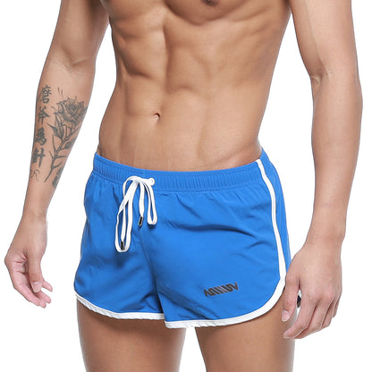 MetroMaleWear summer swim shorts royal blue 4988-18 with bright blue fabric, white trim, and drawstring sporty design