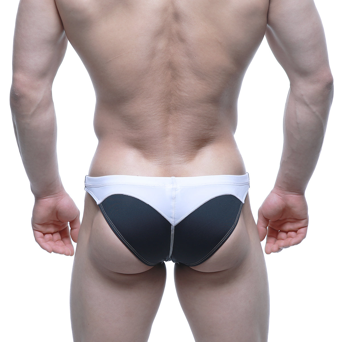 Black and white metro malewear laguna swim bikini with sleek modern design for athletic performance and style