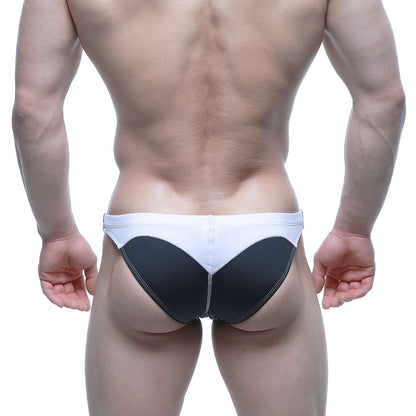 Black and white metro malewear laguna swim bikini with sleek modern design for athletic performance and style