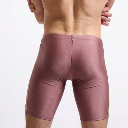 Shiny mauve metro malewear new jammer swim boxer with form-fitting design and sleek metallic finish