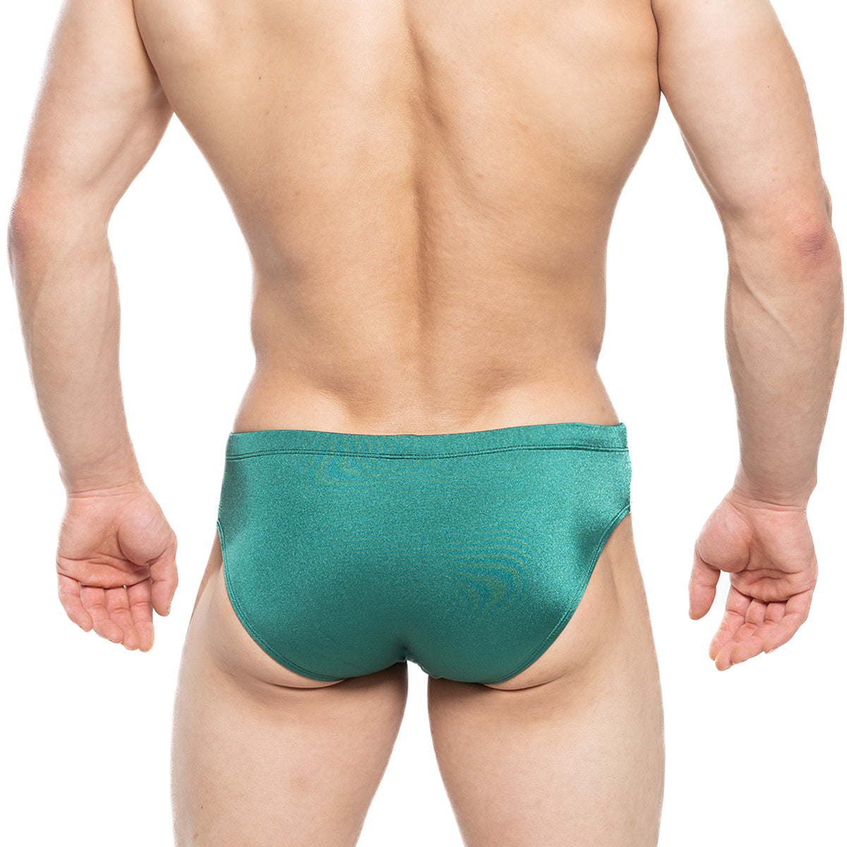 MetroMaleWear Versity swim brief green 4998-07 teal shimmering briefs with sleek form-fitting design