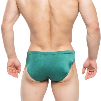 MetroMaleWear Versity swim brief green 4998-07 teal shimmering briefs with sleek form-fitting design