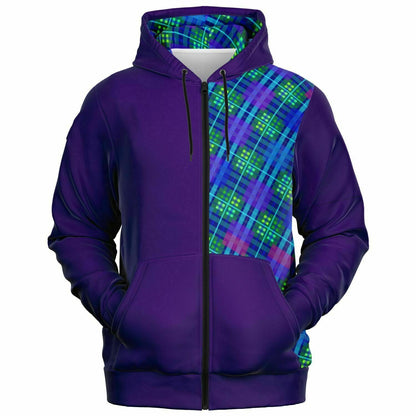 Maris Equi Men's Blue Tartan Zip-Up Hoodie