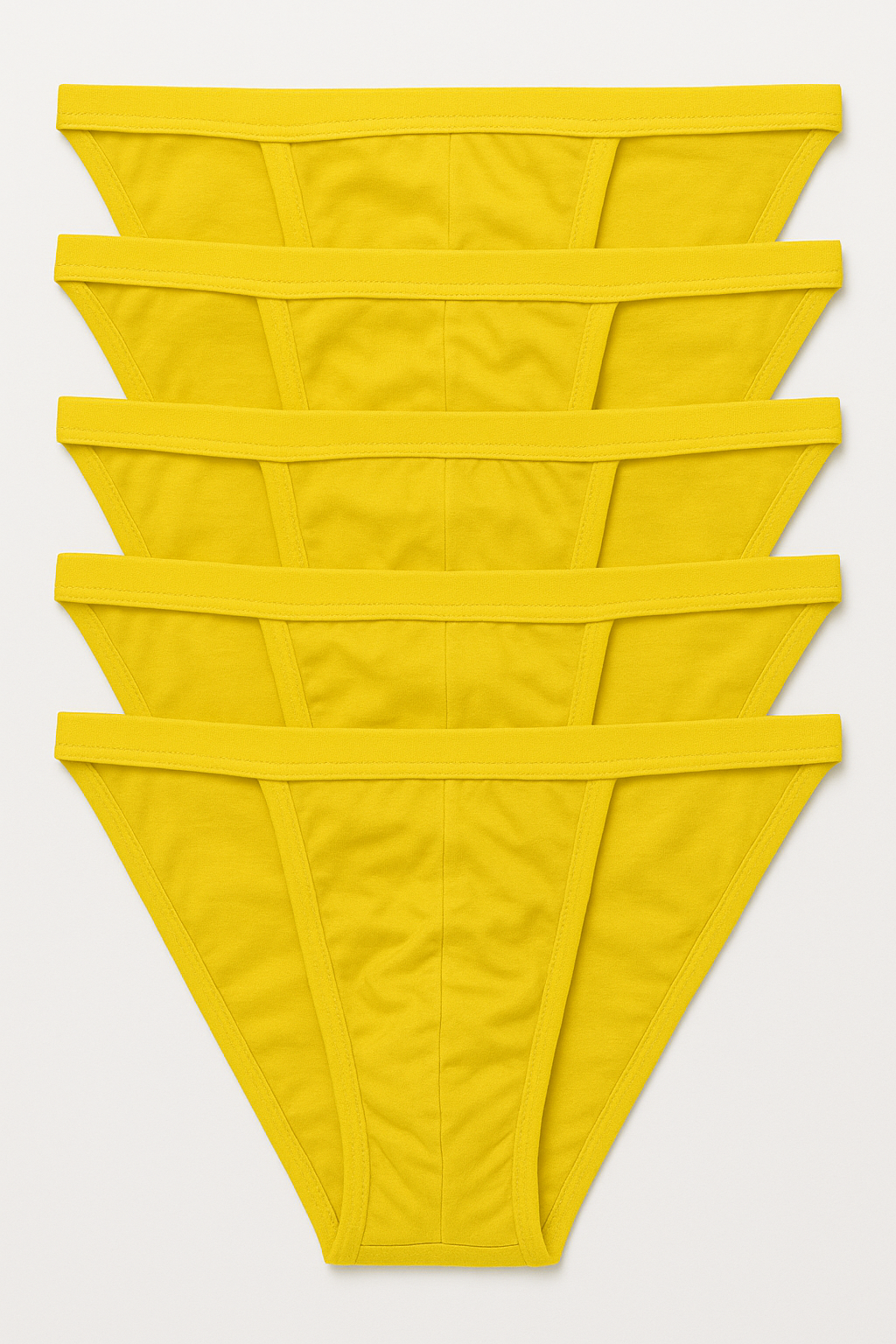 Bright yellow seamless thong underwear set made of 100 percent cotton from 5 pack contour cutaway bikini collection