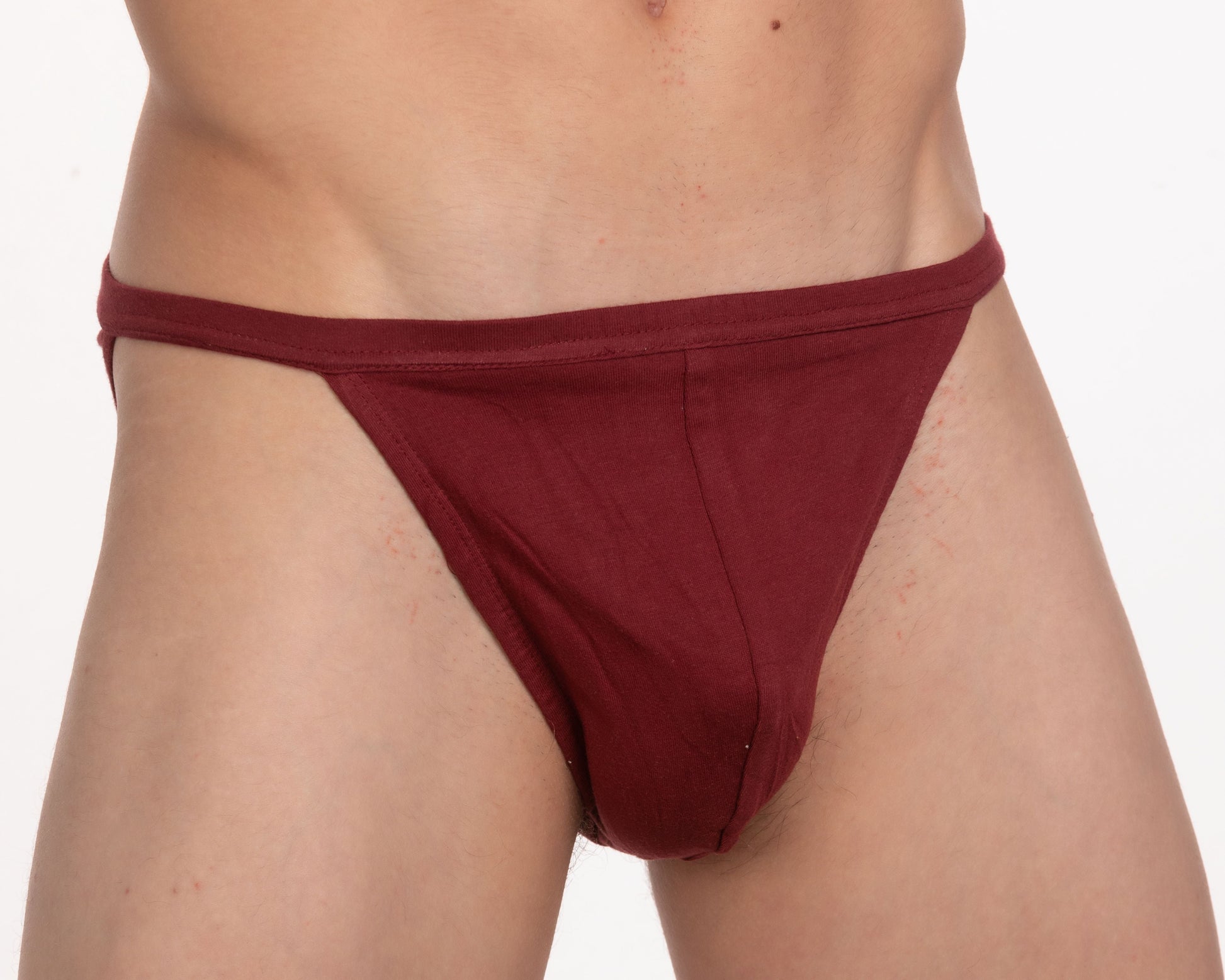 Maroon contour cutaway bikini briefs in smooth 100 percent cotton fabric with a form-fitting simple design