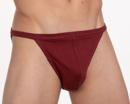 Maroon contour cutaway bikini briefs in smooth 100 percent cotton fabric with a form-fitting simple design