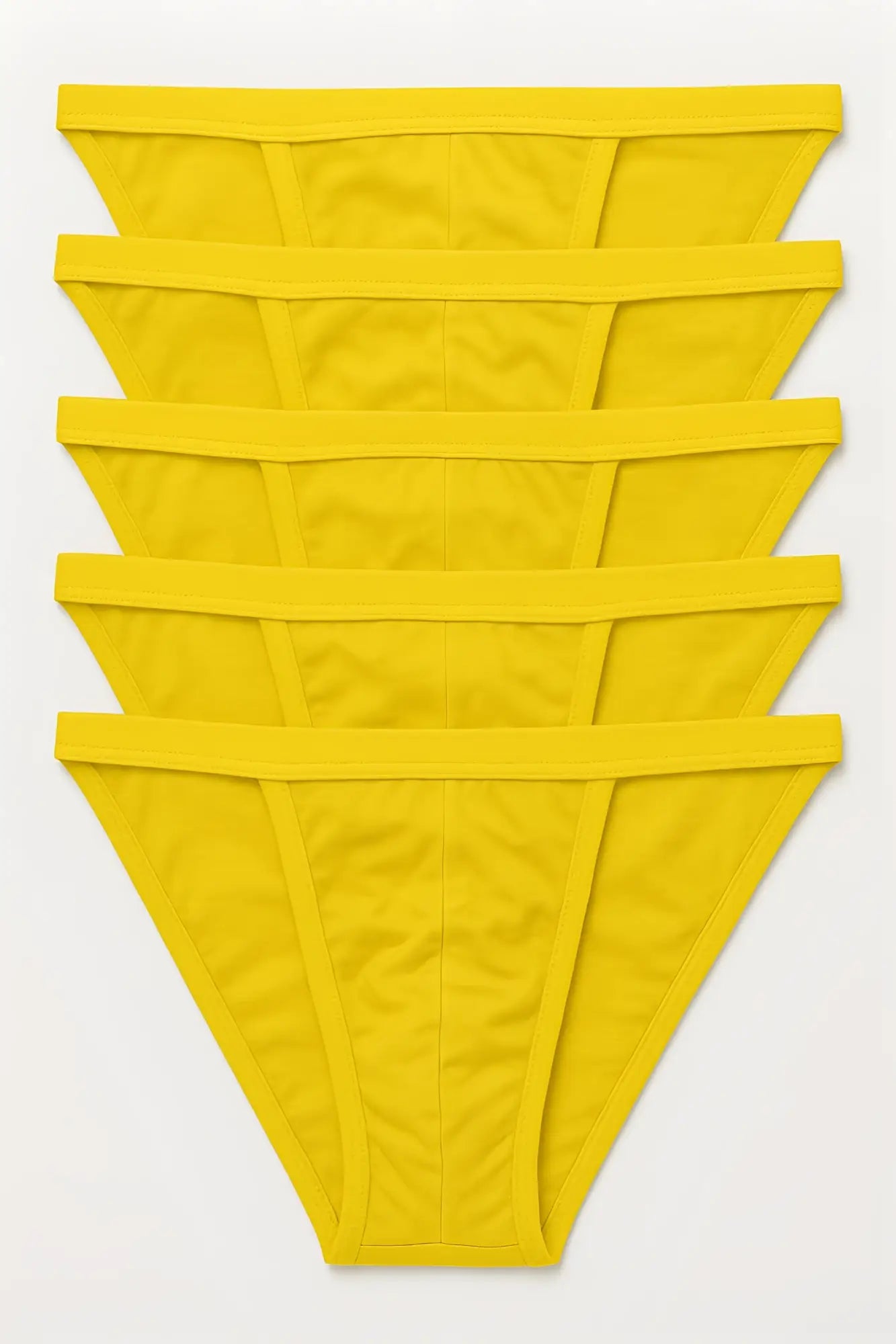 Bright yellow seamless thong underwear set made of 100 percent cotton from 5 pack contour cutaway bikini collection