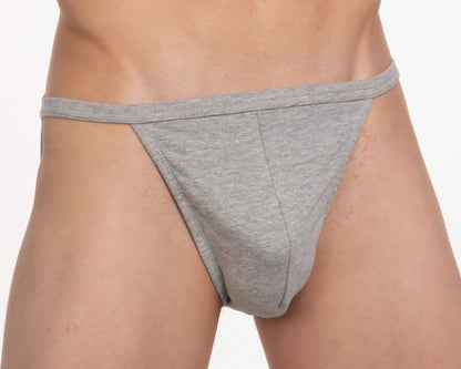 Gray heathered cotton 5-pack contour cutaway bikini briefs with narrow waistband and central seam