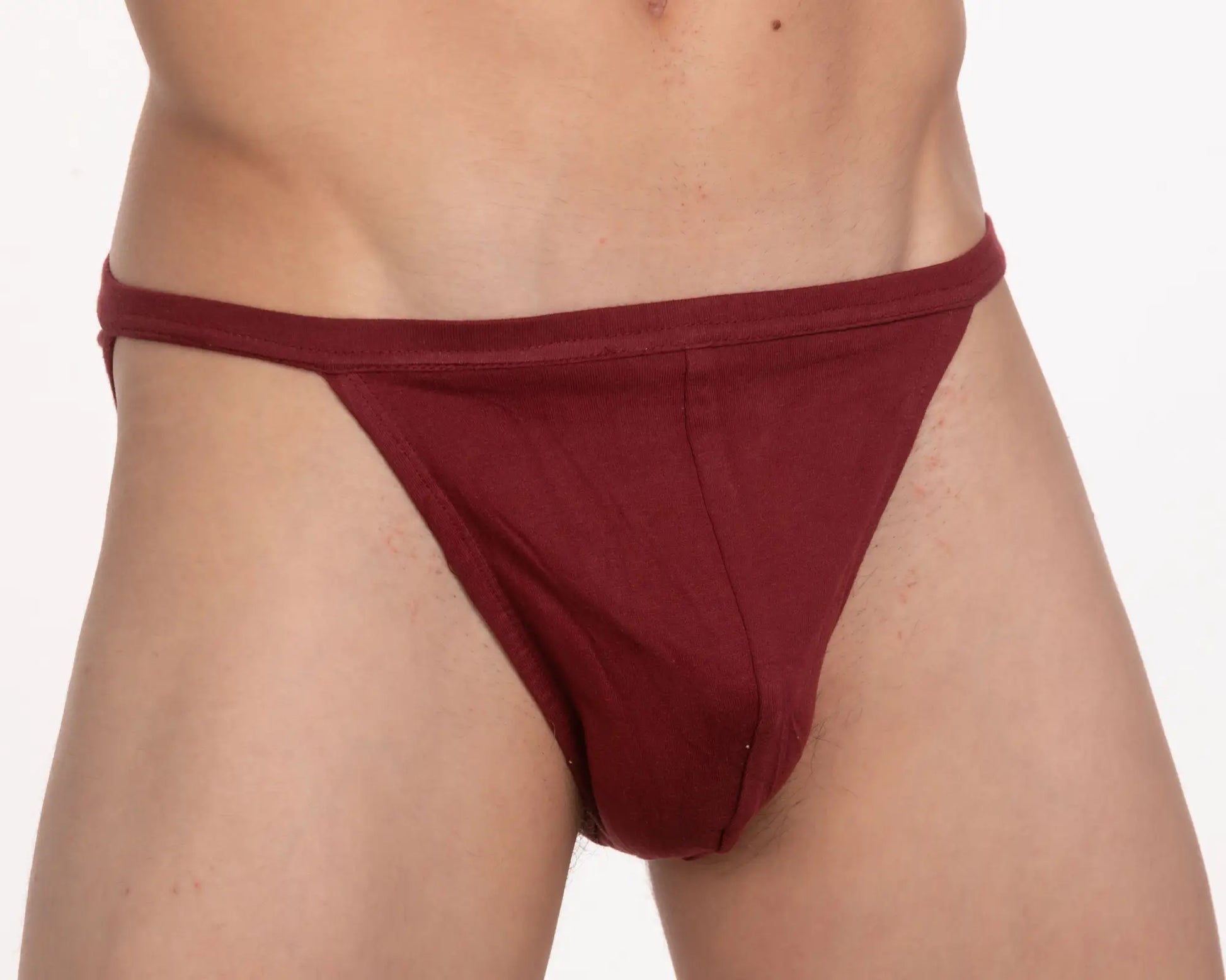 Maroon contour cutaway bikini briefs in smooth 100 percent cotton fabric with a form-fitting simple design