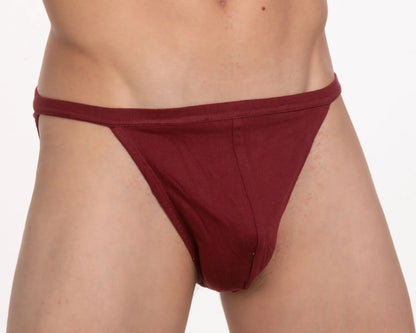 Maroon contour cutaway bikini briefs in smooth 100 percent cotton fabric with a form-fitting simple design