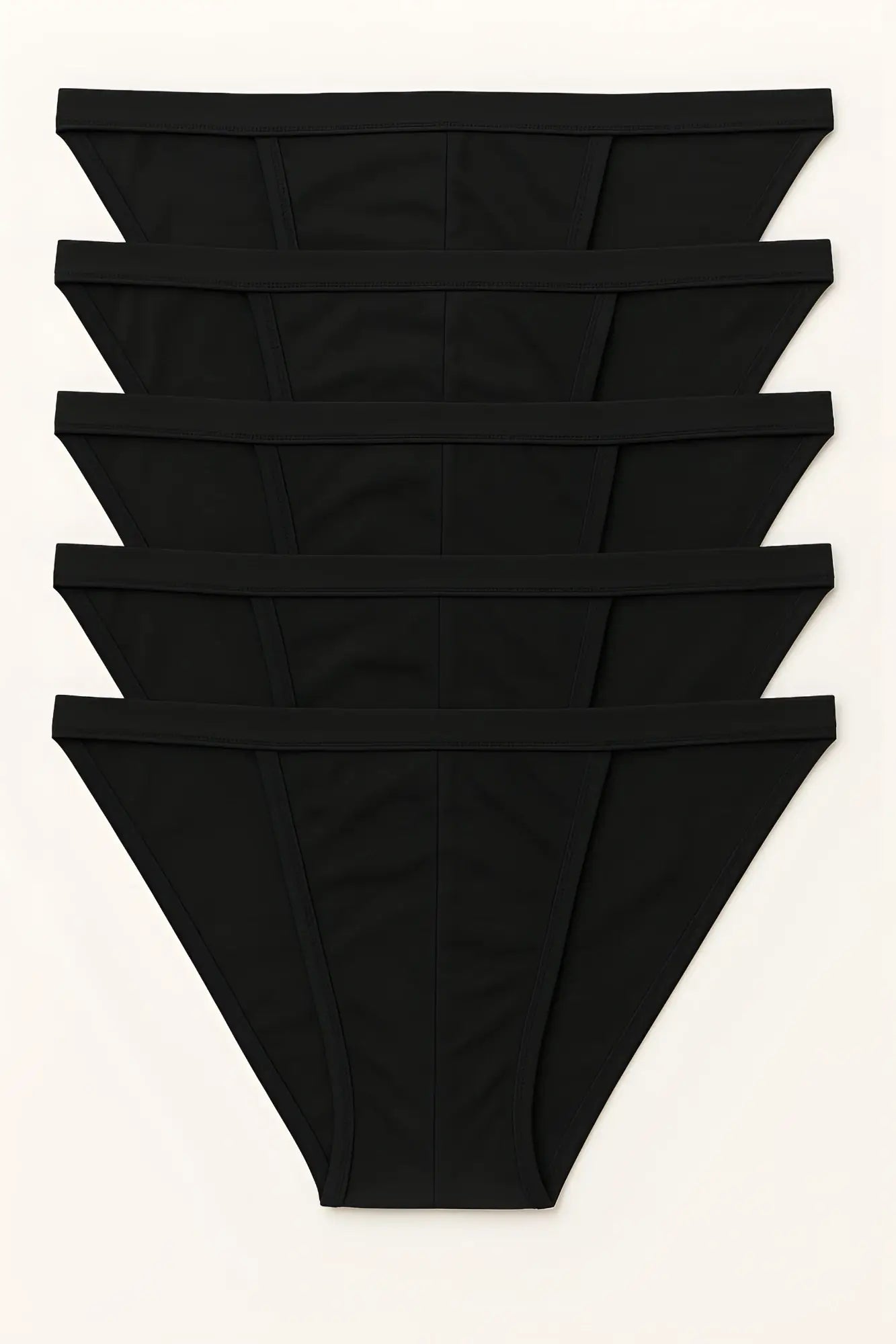 Set of five black seamless briefs 5 pack contour cutaway bikini made of 100 percent cotton for comfortable wear
