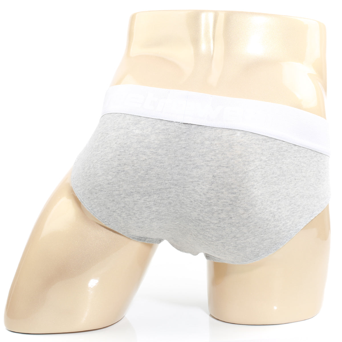 Gray heathered briefs with white elastic waistband from metromalewear melange brief 5003 09 offering comfortable support
