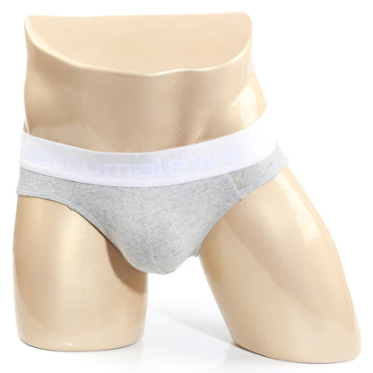 Gray heathered metro male wear melange brief 5003-09 with white elastic waistband and subtle branding