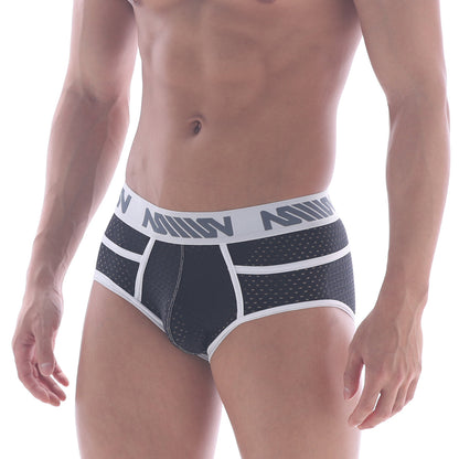 MetroMaleWear Atrevido brief black with mesh panel design and branded waistband for athletic wear