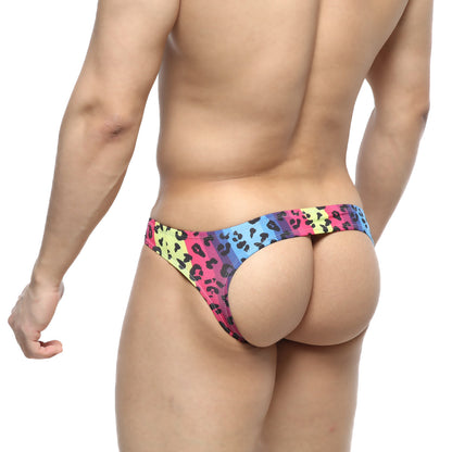 MetroMaleWear Colorado jock strap neon 5011-05 vibrant neon leopard-print thong in pink blue and yellow hues