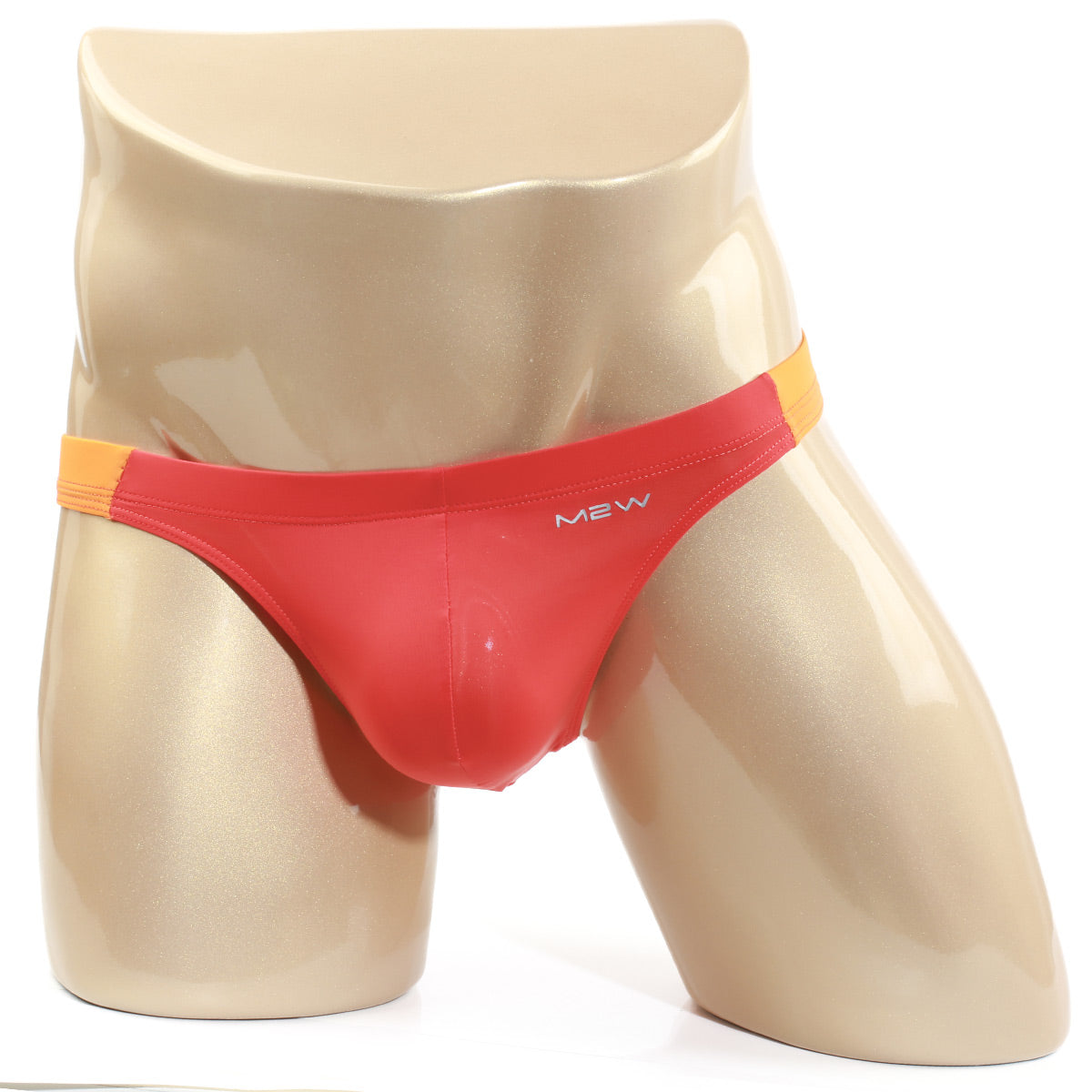 MetroMaleWear Tasman thong orange and red new brand briefs with a glossy finish showing the back side