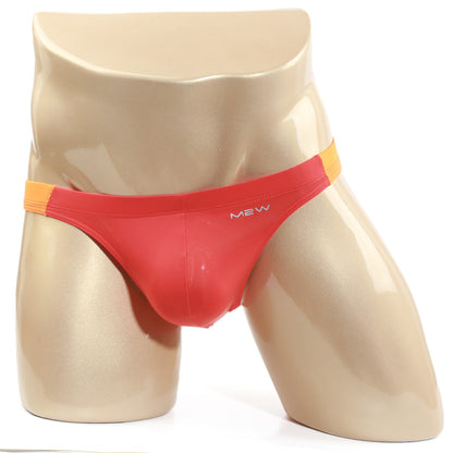 MetroMaleWear Tasman thong orange and red new brand briefs with a glossy finish showing the back side