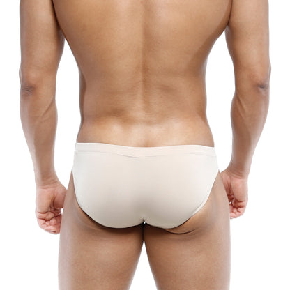 Beige metro male wear vasco hip briefs with a smooth form-fitting design for comfortable everyday wear