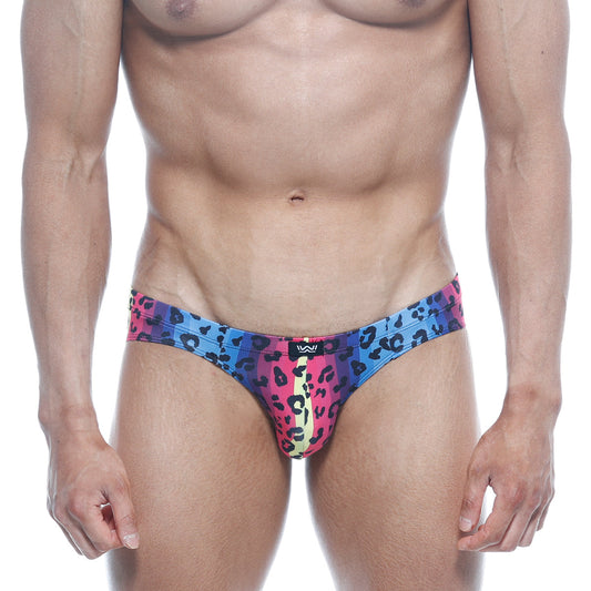 MetroMaleWear Vasco Hip Brief neon 5103-05 vibrant multicolored leopard-print with pink blue and yellow gradient design