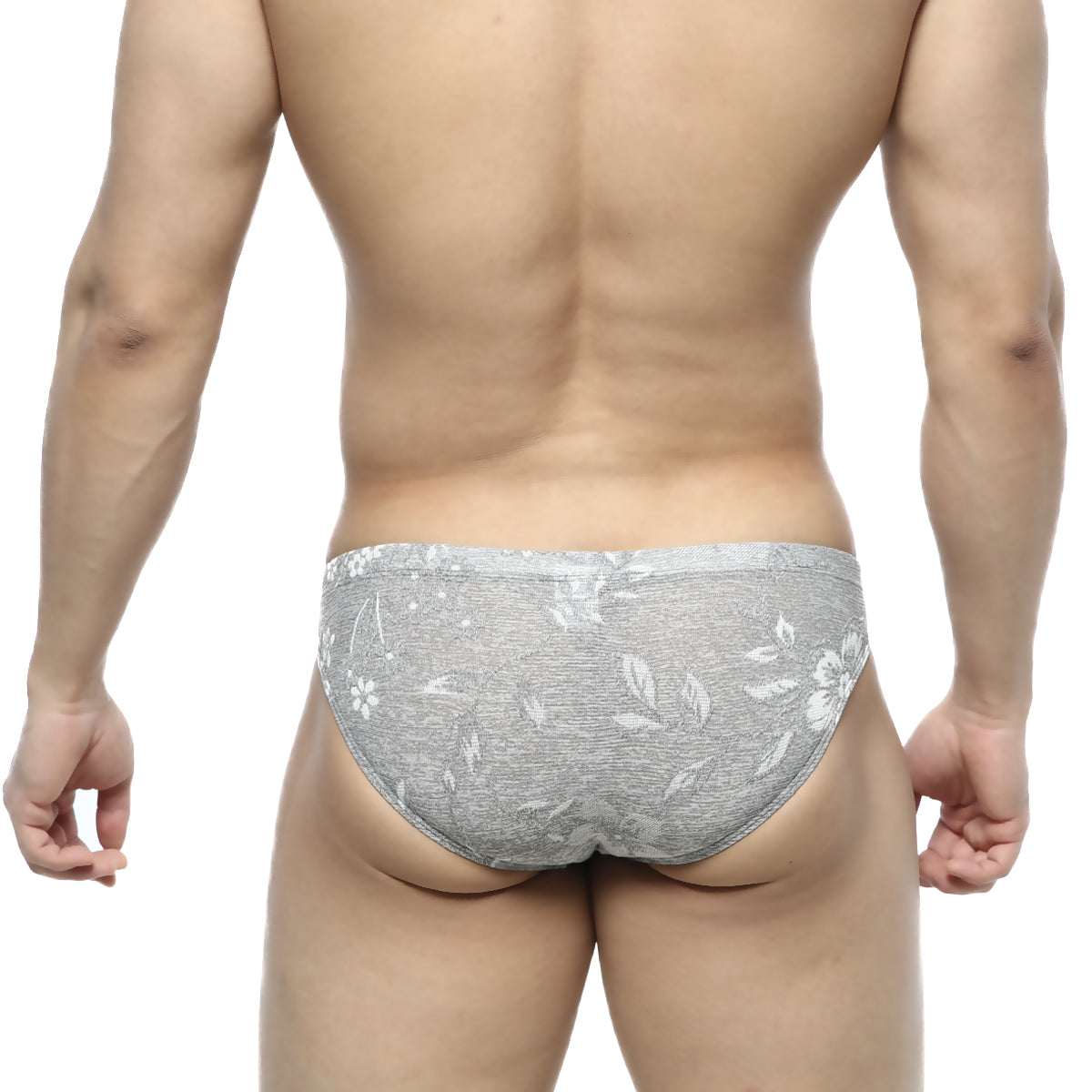 MetroMaleWear jacquard bikini gray briefs with gray floral pattern and subtle textured fabric for comfortable wear