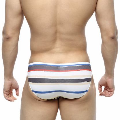 Striped metro male wear crepas bikini 5103-27 men’s briefs in white blue red and gray with textured fabric finish