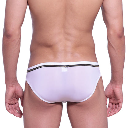 White metro malewear faro brief 5103-50 with black striped waistband made from soft breathable fabric
