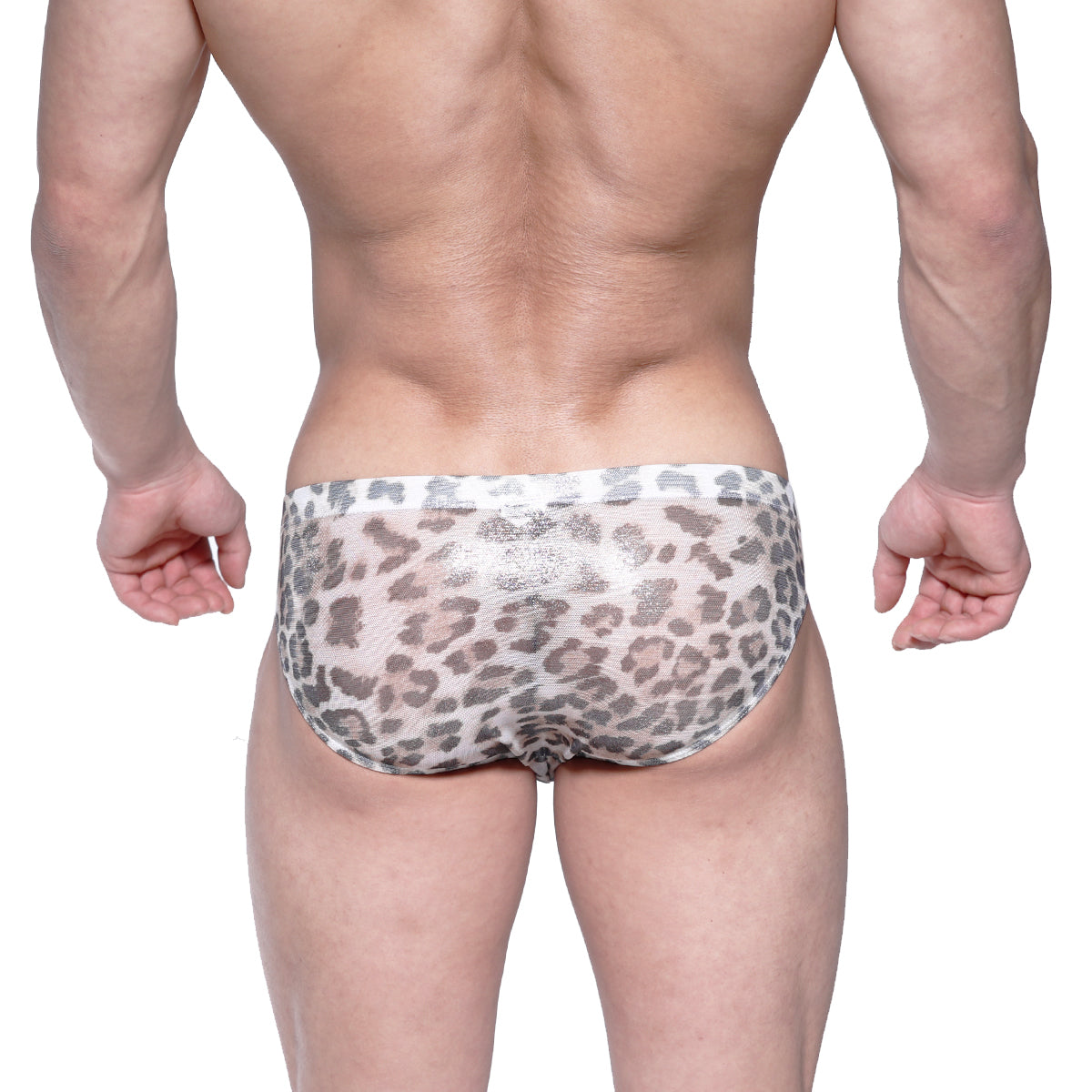 MetroMaleWear Vasco hip brief in gray and white leopard print mesh fabric for stylish and breathable underwear