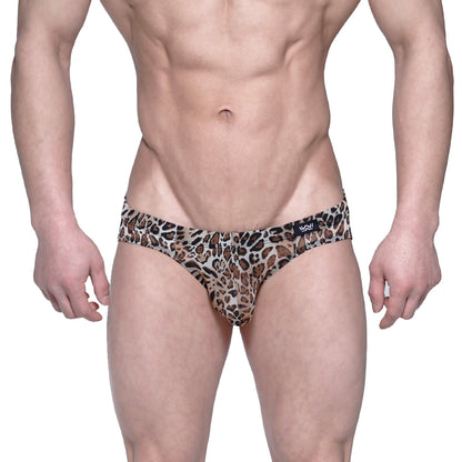 MetroMaleWear Vasco hip brief animal yellow leopard-print men’s briefs with snug fit and elastic waistband
