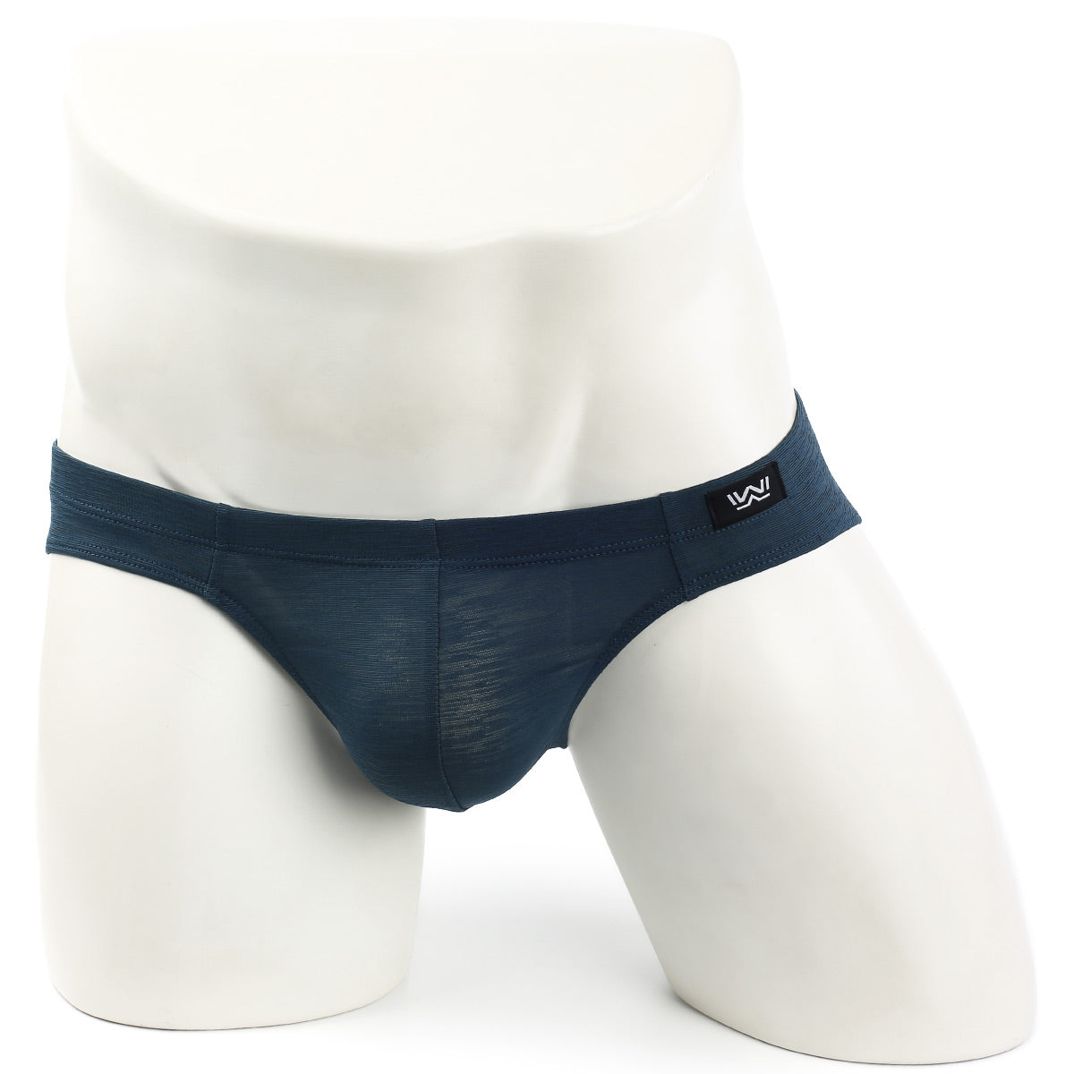 Dark blue sleek form-fitting mens briefs with subtle textured fabric metro malewear pinerolo bikini 5103-86