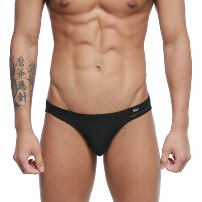 Black metro male wear terra bikini briefs in black with a subtle textured pattern on the waistband