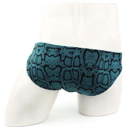 Teal and black snake-scale patterned men’s briefs MetroMaleWear Amazonic Bikini 5103-96 in stretchy fabric