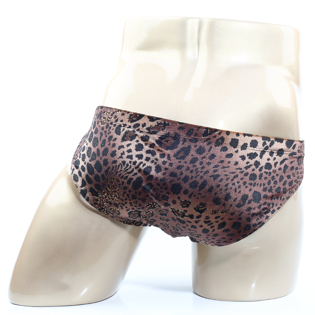 MetroMaleWear Silvestre bikini 5103-m23 brown leopard-print swim trunks with subtle sheen for men