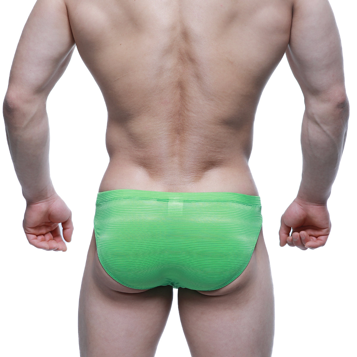 Bright green sheer mesh ribbed briefs metro malewear sprout bikini 5103-m27 front view