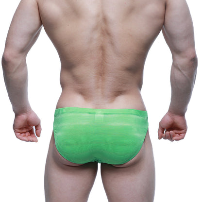 Bright green sheer mesh ribbed briefs metro malewear sprout bikini 5103-m27 front view
