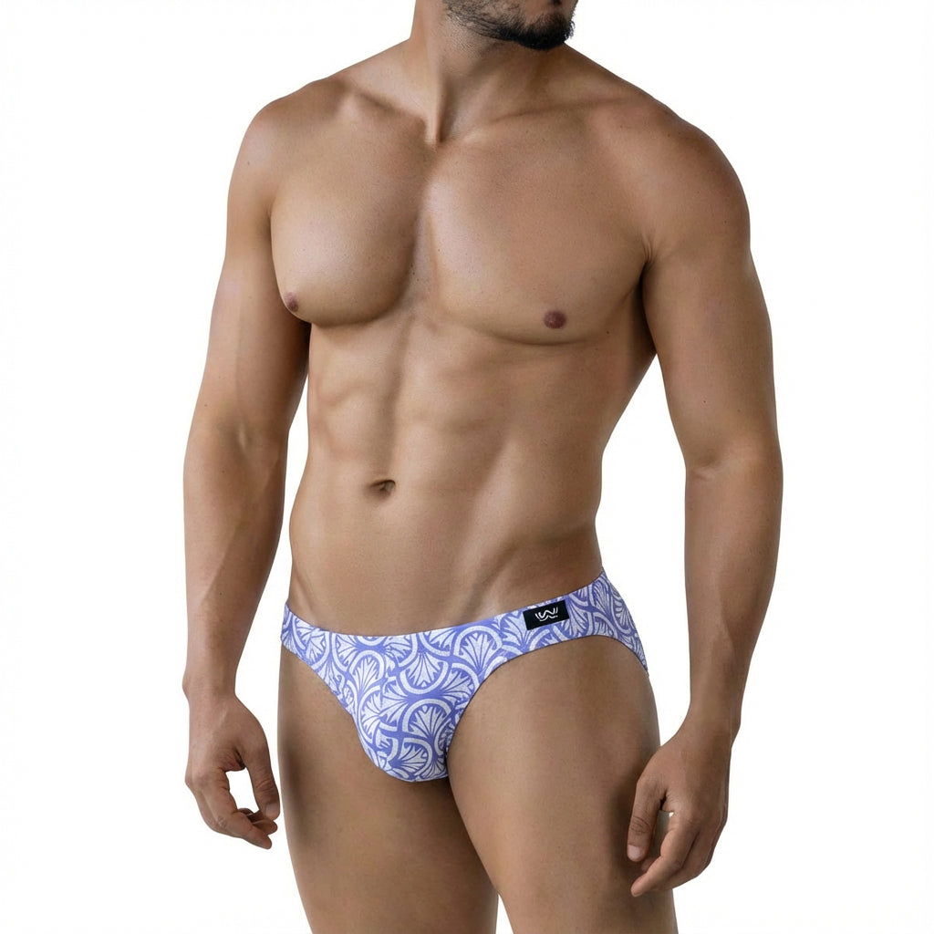 MetroMalewear celadon bikini 5103-M79 blue and white patterned men’s briefs with sleek modern design