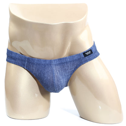 MetroMalewear denim bikini 5103-M80 blue denim style men’s briefs with black logo tag on waistband