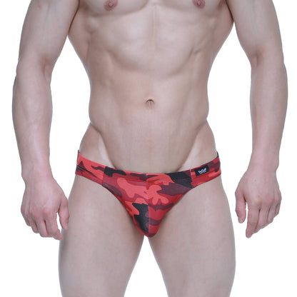 MetroMaleWear urban camo bikini 5103-m90 red and black camouflage men’s briefs with branded waistband logo