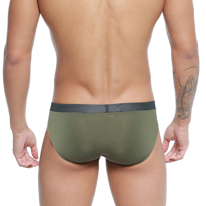 Olive green briefs with dark gray waistband by metromalewear cebolla bikini 5105-26 for comfortable daily wear