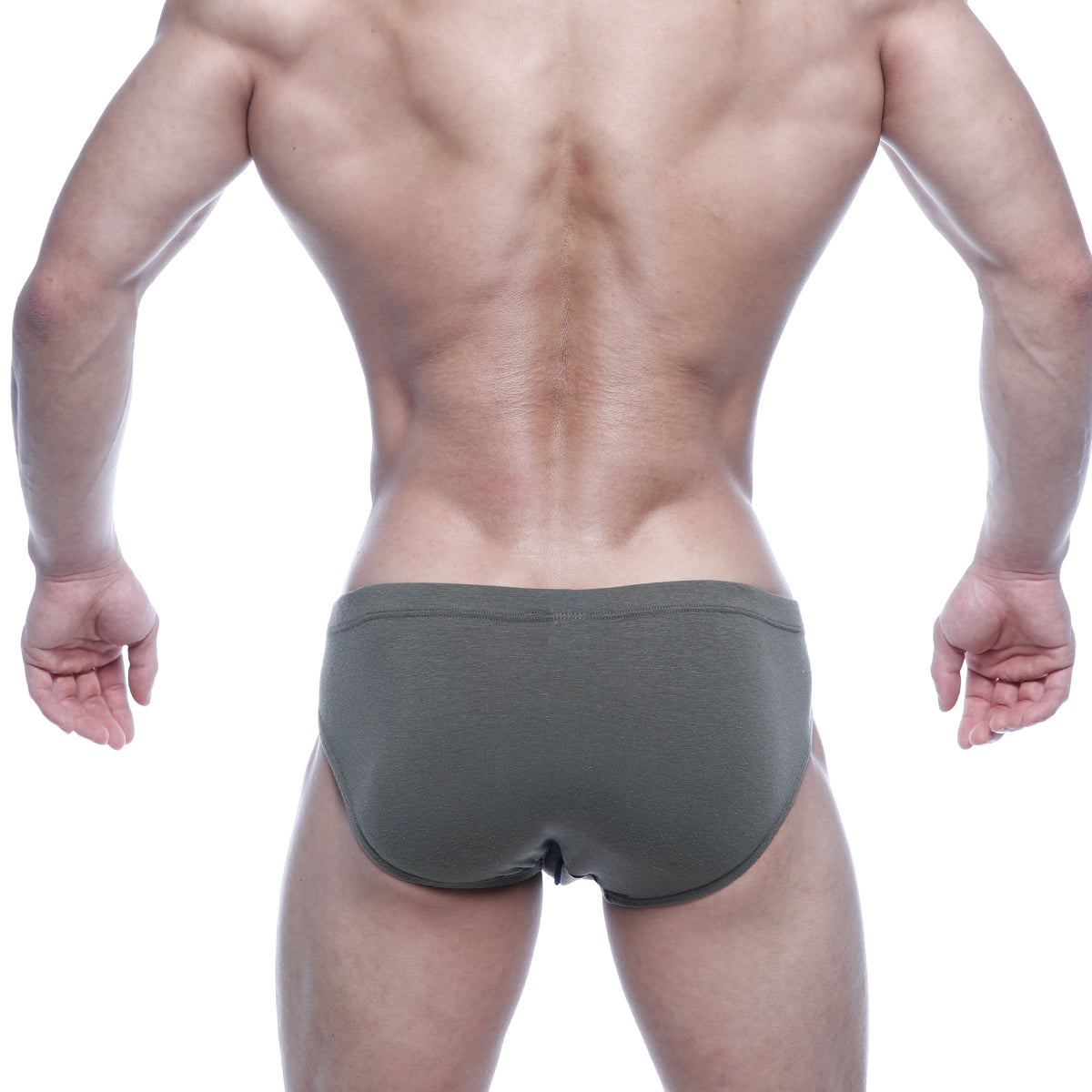Olive green cotton metro malewear oslo hip brief showing front with breathable fabric and comfortable fit
