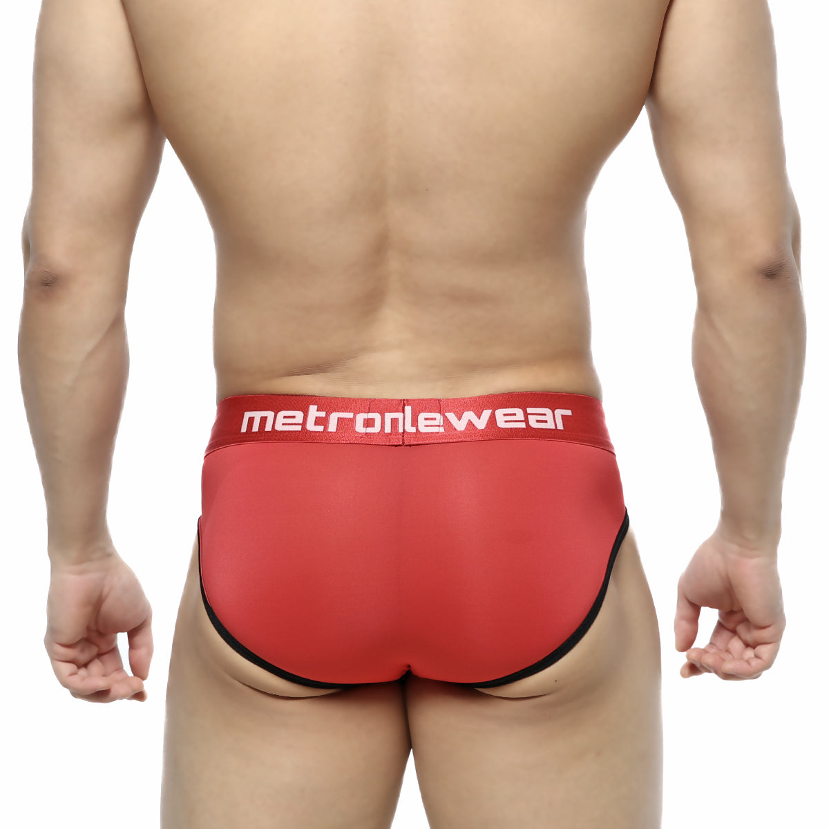 Metro malewear prado brief red 5133-12 red briefs with black trim and white logo on waistband front view