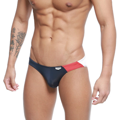MetroMaleWear TXM bikini athletic briefs in navy blue and red with white trim designed for active wear
