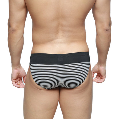 MetroMaleWear Colina bikini balance 5144-40 black and white striped briefs with solid black waistband for comfort
