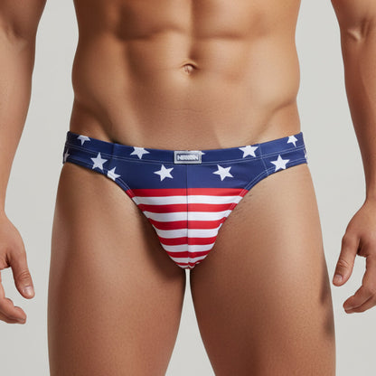 MetroMaleWear Colina Bikini Patriot 5144-90 men’s briefs in blue and red american flag design with white stars