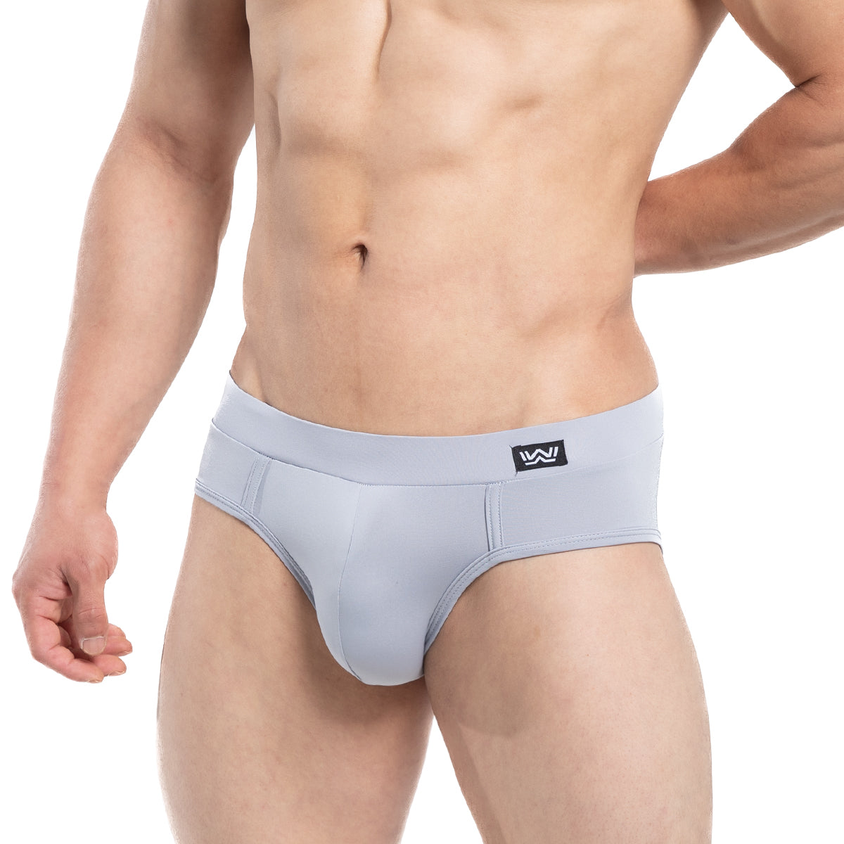 MetroMaleWear sencillo brief jasper 5203-11 light gray form-fitting briefs with elastic waistband and small black logo front