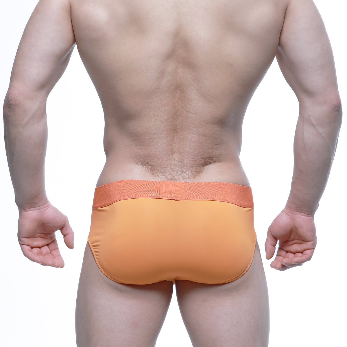 Metro male wear jugo brief 5203-14 orange athletic briefs with matching elastic waistband for active use