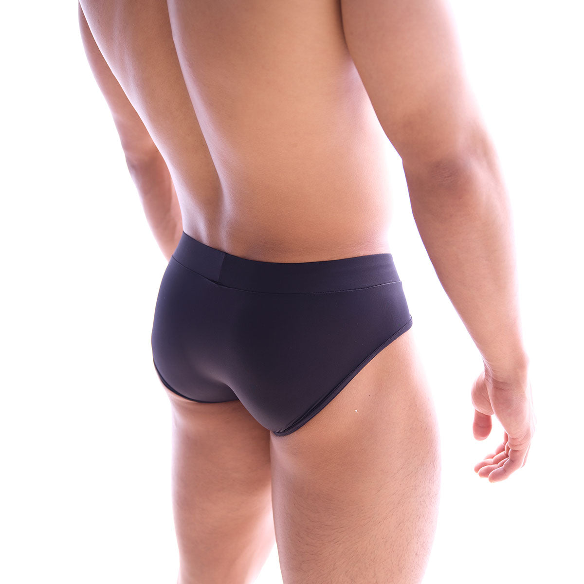 MetroMaleWear Sencillo Brief black swim trunks with a contoured design and smooth stretchy fabric for a comfortable fit