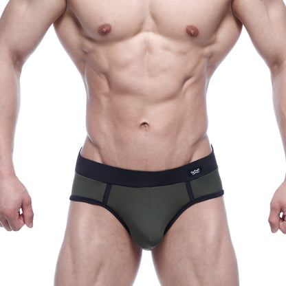MetroMaleWear sencillo brief green 5203-26 olive green and black sleek athletic briefs with form-fitting design