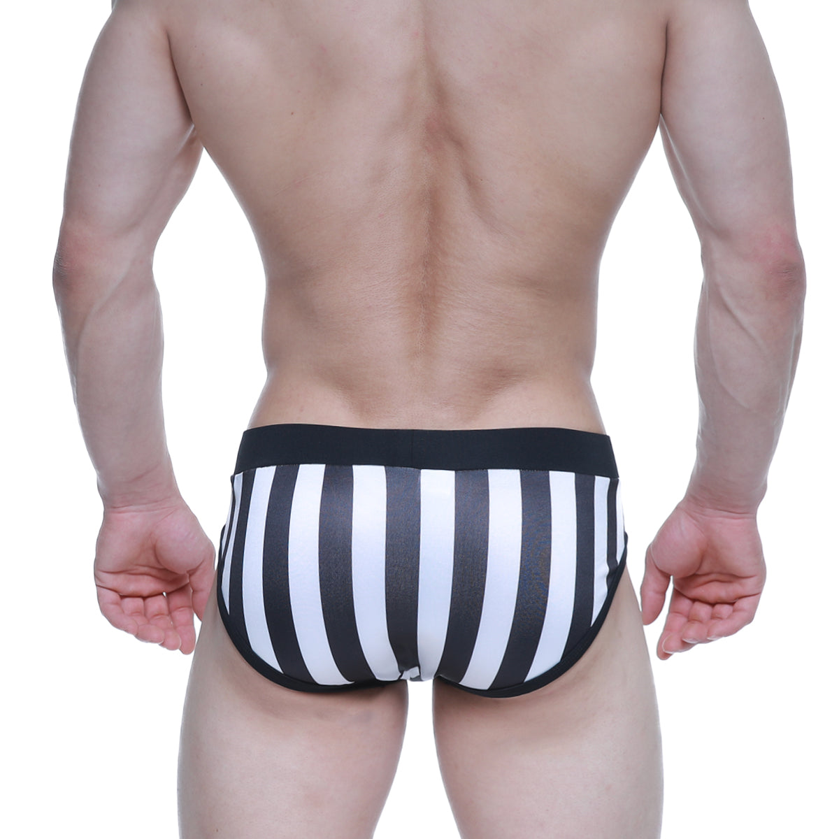 MetroMaleWear sencillo brief mundial 5203-41 black and white vertically striped briefs with solid black waistband