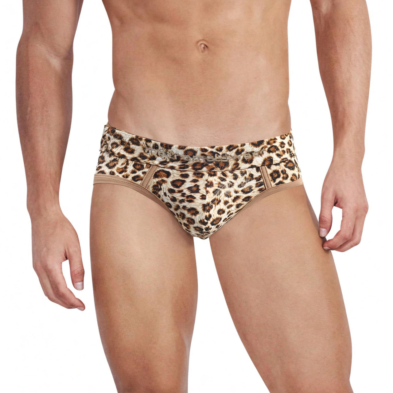 MetroMaleWear limited edition leopard-print briefs in yellow with a snug fit and elastic waistband