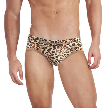 MetroMaleWear limited edition leopard-print briefs in yellow with a snug fit and elastic waistband